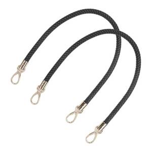 lot 4130 image: Semetall Purse Strap Replacement, 2Pcs 60cm23.62in Short PU Braided Leather Handles with Metal Buckles for Underarm Bags, Handbags, Black with Gold Clasp