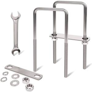 lot 4131 image: ZYUAROM 2 Pcs M10 Square U Bolts 3 Inch Wide, 38in x 3inW x 7in L Stainless U Bolt Heavy Duty with Nuts, Bolt Plate and Washers (2, M10 x 3in W x 7in L)