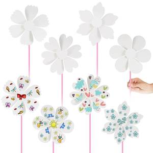lot 4145 image: Simgoing 24 Pcs DIY Paper Pinwheels Bulk 8.6 Inch Color Your Own Pinwheel White Blank Paper Pinwheels Craft Kits Windsock Craft for Boys Girls Summer Activities School Group Daycare Home Project