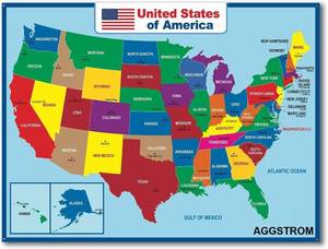 lot 4147 image: AGGSTROM Jumbo Waterproof United States Map Poster Digitally Printed on Vinyl Flex Used in Home Classroom for Kids or Adults, 36 x 24 Inch
