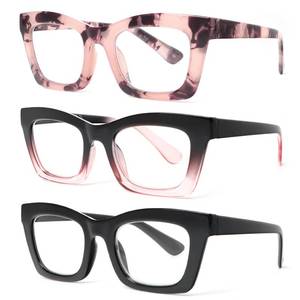lot 4151 image: REAVEE 3 Pack Reading Glasses for Women Blue Light Blocking Computer Fashion Readers with Spring Hinge and Glasses pouch BlackPinkTortoise 2.0