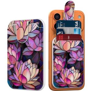 lot 4163 image: DEENAKIN for MagSafe Wallet,3 Card Holder With RFID Blocking, Slim Magnetic Wallet for iPhone 17161514131211 Series with Cute Trendy Floral Designs for WomenGirls, Blooming Lotus