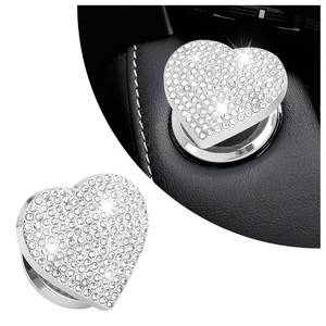 lot 4166 image: Bling Push Start Button Cover with Rhinestone,Heart Push to Start Button Cover for Car Decor,Diamond Engine Start Buttons Cover Car Accessories Interior for Women and Girl (White)