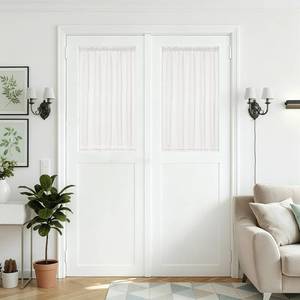 lot 6002 image: DUKIYO French Small Door Window Curtains 2 Panels Semi Sheer Ivory White 25 x 40 Inches Long Curtains Linen Privacy Front Back Door Curtain Rod Pocket for Kitchen Bedroom Half Curtain Light Filtering