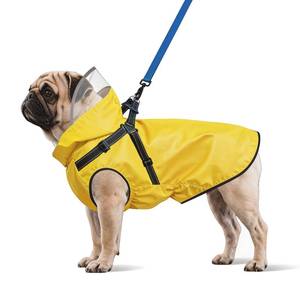 lot 6003 image: Dog Raincoat Dog Rain Jacket with Reflective Harness and Removable Hood  Waterproof Dogs Rain Coat Poncho for Large Medium Small Dogs Puppies (Yellow - M)