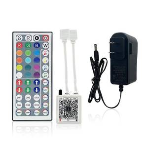 lot 6004 image: KEXU 44 Key RGB LED Strip Lights IR Remote Control,Remote Receiver for RGB LED Light Strip, 24V Power Adapter for LED Lights for Bedroom