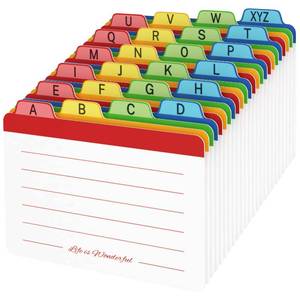 lot 6007 image: Neando 5 x 8 inches Index Card Dividers, Alphabetical Tabbed Index Cards Guides, Colored Note Cards, File and Recipe Guides with Alphabetical Tabs, Assorted Colors, 24 Counts, A-Z Guide