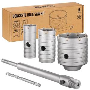 lot 6017 image: TGFTGF 5PCS Concrete Hole Saw Kit, 304065mm Tungsten Carbide Masonry Hole Saw Kit with 250mm SDS Plus Bit Shank Drill Bit Sets for Concrete, Brick, Stone, Cement, Tile, Wall Drilling