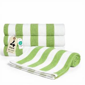 lot 6021 image: Salt Earth Cotton Striped Beach Cabana Towel, 4 Pack - 30inx60in Quick Dry Towels, Pool Essentials, Travel, Gym and Bathroom Towels, Oversized Beach Vacation Essentials, Pista Green