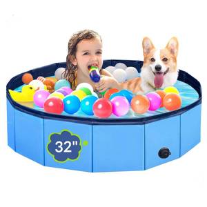 lot 6023 image: Dog Pool, Foldable Pet Swimming Pool with 6mm High-Strength PP Board, Hard Plastic Collapsible Doggy Pools for Small Dogs Kitty Duck,Non-Slip Doggie Bathtub Quick to Set Up and Drainage Hole(32x8in)