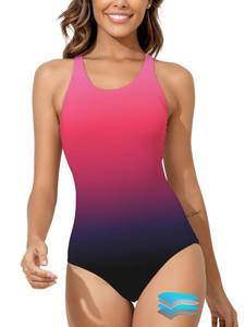 lot 6027 image: Beautikini Period Swimwear Womenfts One Piece Leakproof Menstrual Bathing Suit Racerback Swimsuit for Teens Girls Pink M