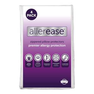 lot 6031 image: Set of 4 King AllerEase Pillow Protectors - Temperature Balancing, Allergist Recommended - Premium Breathable, Zippered Protectors