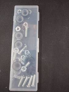 lot 6413 image: Clear Plastic Hardware Storage Container with Bolts Washers and Screws