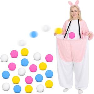 lot 6420 image: Leitee 21 Pcs Easter Bunny Granny Pants Yard Game Pompom Balls Fight Colorful Easter Pompom Balls Activity Holiday Party Activities for Families Yard Outdoor and Indoor Games