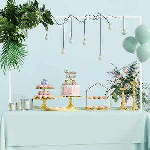 lot 6423 image: Xiomot Over The Table Rod Stand with Clamps Adjustable 13ftft-42ftft Tall 29in-98in Length White Table Arch Hanging Stand for Wedding Birthday Party Halloween Christmas Decoration