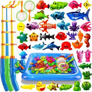 lot 6434 image: CozyBomB Magnetic Fishing Toys Game Set for Kids  Water Table Bathtub Kiddie Pool Party Pole Rod Net, Outdoor Plastic Floating Fish, Toddler Bath Color Ocean Sea Animals Birthday Gift Age 3-5 6 4-8 incomplete