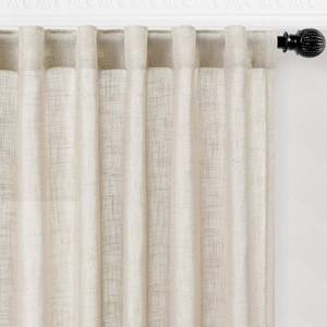 lot 6443 image: decorUhome Linen Semi Sheer Curtains 63 Inch Long, 2 Panels Light Filtering Curtains Drapes with Rod Pocket and Back Tab for Living Room Bedroom Farmhouse Decor, Sage Green, W52 x L63