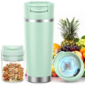 lot 6445 image: TAKYIT Portable Blender for SmoothiesandShakes 24oz Insulated Cup Cordless, Personal Small Licuadora Portatil With Stainless Steel Bottle, USB-C Rechargeable Travel Blender, BPA Free (Green)