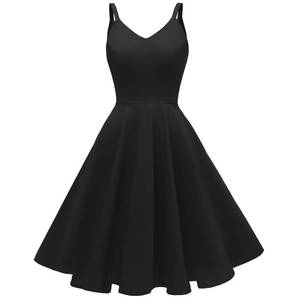 lot 6461 image: GOOBGS Womenfts 1950s Retro Vintage Spaghetti Strap Cocktail Swing Dresses with Pockets Black XL