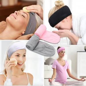 lot 6462 image: A2PCS Adjustable Spa Headband for Women Soft Wrap Hair Band with Hook and Loop for Face Washing Skincare Makeup Shower Daily