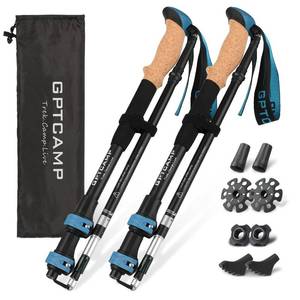 lot 6473 image: GPTCAMP Walking Sticks,Trekking Poles Collapsible Hiking Poles,Lightweight Folding Travel Walking Pole for Men Women,2pc Adjustable Hiking Stick with EVA Foam Grips for Backpacking,Blue