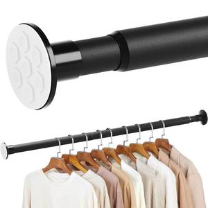 lot 6476 image: No Drilling Closet Rod, 27.5-63 Inches Hanging Closet Rod for Clothes, Closet Bar and Pole Heavy-duty, Closet Rods for Hanging Clothes For Closet Wardrobes Bathroom Laundry RV Curtains,Black