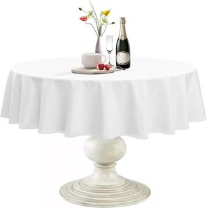 lot 6480 image: Softalker Round Tablecloth, Waterproof and Stain Resistant Table Cloth Wrinkle Free Fabric Washable Polyester Table Cover for SpringPartyOutdoor(60R)-White