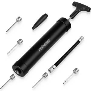 lot 6495 image: 10 Inch Ball Pump Kit, Basketball Pump, Portable Air Pump with 5 Needles, 1 Nozzle and Extension Hose for Soccer Football Volleyball Water Polo Rugby Exercise Sports Ball