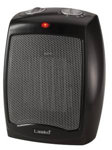 lot 9070 image: Lasko CD09250 Ceramic Adjustable Thermostat Tabletop or Under-Desk Heater, 9 Inches High, Black