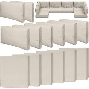 lot 9073 image: Cethytirko 14 Piece Outdoor Patio Waterproof Cushion Covers, Fits 6-Seat Wicker Rattan Sectional Couch Chair Furniture Cover Replacement Set - Fade-Resistant Patio Cushion Covers with Zipper