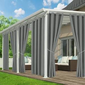 lot 9074 image: RichSets Outdoor Curtains for Patio Waterproof - 6 Panels Privacy Weatherproof Outside Curtains with Grommets for Pergola, Gazebo, Porch, Cabana, Balcony, 54 x 84 Inch, Grey
