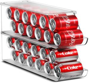 lot 9076 image: Sorbus Soda Can Organizer for Refrigerator Stackable Can Holder Dispenser with Lid for Fridge, Pantry, Freezer � Holds 12 Cans Each, BPA-Free, Clear Design, (2-Pack)