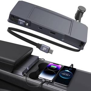 lot 10049 image: Retractable Center Console USB Hub for Tesla Model 3 Model Y, THELIFELICIOUS Tesla Interior Accessories Central Control Docking Station with Fast Charging Cables