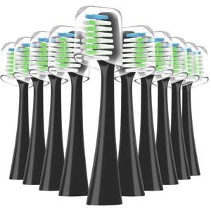 lot 10051 image: Compatible with Waterpik Complete Care 9.0 (CC-01), 5.0 (WP-862) Sonic Electric Toothbrush Replacement Brush Heads STRB-10WB, Soft Bristle, 10 Pack (Black)
