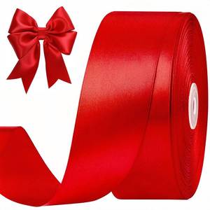 lot 10060 image: CLUEWR 1-12 Inches 50 Yards Red Satin Ribbon, Solid Fabric Ribbon Roll for Flower Bouquets, Gift Wrapping, Wedding, Christmas, Handmade Crafts