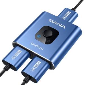 lot 10065 image: HDMI Switch 4k60hz Splitter, GANA Aluminum Bidirectional HDMI Switcher 2 in 1 Out, Manual HDMI Hub Supports HD Compatible with Xbox PS543 Blu-Ray Player Fire Stick Roku