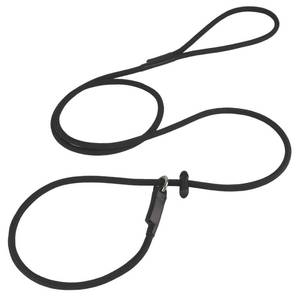 lot 10072 image: Slip Lead Dog Leash � Strong Nylon Training Rope with Spring-Loaded Adjustable Stopper � 516in x 456ft -No Pull Heavy Duty Leash for Small Medium Large Dogs (Black, 6 FT)