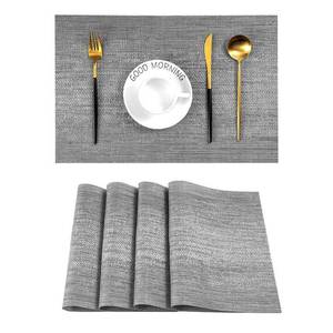 lot 10075 image: Leetaltree Grey Placemats, Heat Resistant Non-Slip Place mats for Dining Table, Washable Durable PVC Vinyl Woven Table Mats (Set of 4)