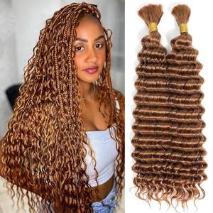 lot 10077 image: Xddnamei 30# Dark Brown Deep Wave Bulk Human Braiding Hair 2 Bundles Total 100g 22 Inch Braiding Human Hair Brazilian Virgin Hair Bundles for Boho Braids