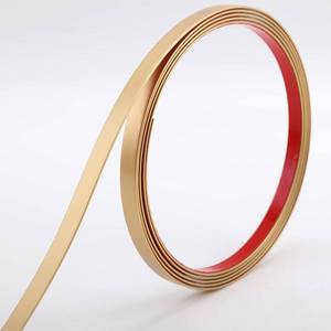 lot 10078 image: Trimold Matte Gold Molding Trim Peel and Stick, Flexible Mirror Border Design, Wall Ceiling Floor Cabinet Tile Edge Moulding, 5m x 5cm