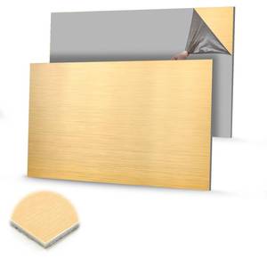 lot 10082 image: Blulu 2 Pcs Aluminum Composite Panel, 18in Thick Rectangle Aluminum Plastic Composite Sheet Plate for Industry Crafting Handcraft DIY Projects, Brushed Gold (12inx8in)