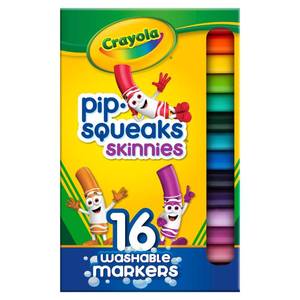 lot 10096 image: Crayola Pip Squeaks Skinnies Washable Marker Set (16ct), Mini Markers for Toddlers, Thin Coloring Markers for Kids, Spring Crafts Supplies