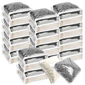 lot 10098 image: 30Pcs Clear Vinyl Zippered Storage Bags - Blanket and Sweater Organizer, 10.5 x 10.5 x 2.5 Inch