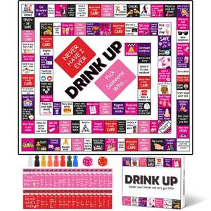 lot 10104 image: Drinking Board Games for Adults Waterproof Rubber Mat Drink Up Board Games Adult Tipsy Funny Party Interactive Drinking Games Ideal for Game Night Birthday Party Play, Age 21, 2-8 Players