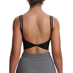 lot 10114 image: Aoxjox Womenfts Workout Sports Bras Fitness Yoga Crop Tank Metamorph Twist Back Cami (Black, Medium)