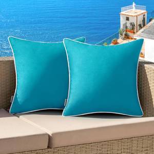lot 10116 image: MIULEE Pack of 2 Outdoor Waterproof Pillow Covers Decorative Farmhouse Throw Pillow Covers Square Solid Color Couch Cushions Spring for Patio Tent Bed Sofa Living Room 20x20 Inch Teal Blue