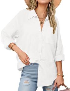 lot 10117 image: Zeagoo White Button Down Shirt Women Long Sleeve Linen Button Up Blouse Cotton Tops Dressy Casual 2025 White