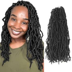 lot 10131 image: Niseyo Faux Locs Crochet Hair 14 Inch Soft locs, 6 Packs Short Crochet Locs Pre Looped Crotchet Straight Synthetic Hair Extensions (1B, Natural Black)