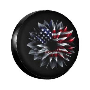 lot 10133 image: American Flag Flower Spare Tire Cover-Cute Funny Waterproof Universal Spare Wheel Tire Covers Fit for Rv SUV Truck Camper Travel Trailer Accessories,15 inch