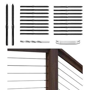 lot 10146 image: Muzata 100 Pack 18in Black Cable Railing Hardware Kit Swage Lag Screws Left and Right Handed Thread for Wood Post T316 Stainless Steel Deck Cable Railing System 50 Pairs CK17